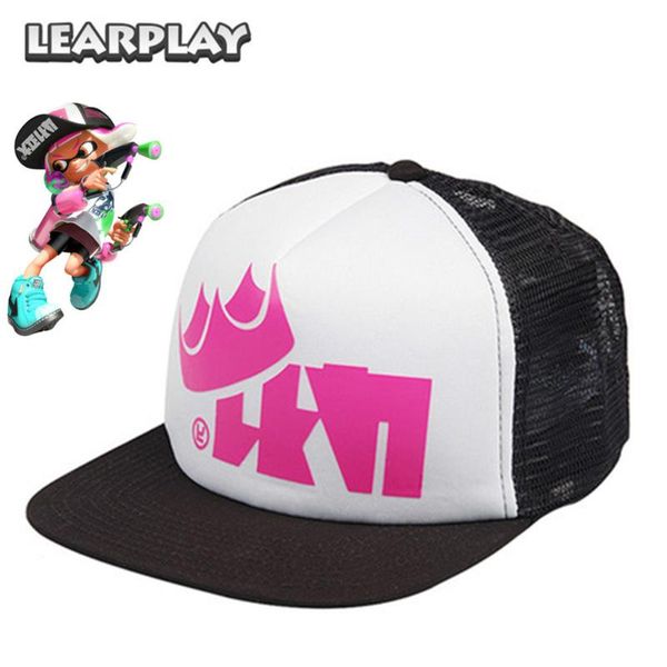 

cartoon splatoon king flip mesh baseball caps anime trucker hat carnival party costume accessories for adults kids adjustable