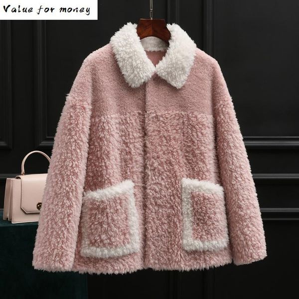 

fur real coat female 100% wool jacket korean vintage autumn winter coat women clothes 2021 sheep shearling fur zt3923, Black