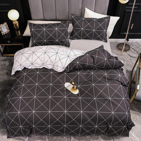 

20 bedding set quilt cover duvet sets king  double single full size black geometry bed linens comforter covers1