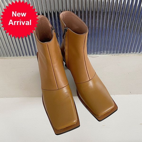 

2021 new winter fashion genuine leather ankle with black party shoes woman wear 34-40 boots k4k1