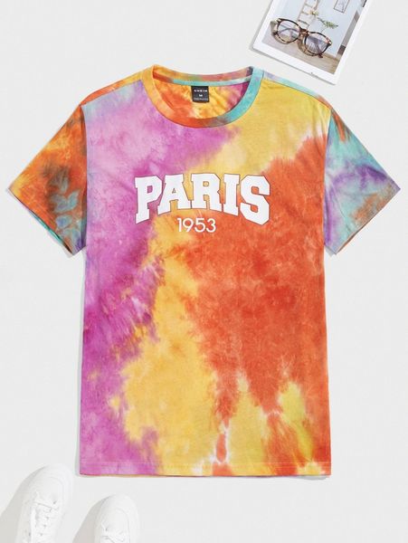

men tie dye letter graphic tee q7pa#, White;black