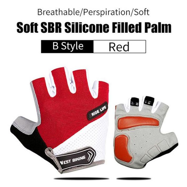 

west biking half finger cycling gloves slip breathable mtb road bicycle gloves men women outdoor sports bike cycling gloves wmterb, Black