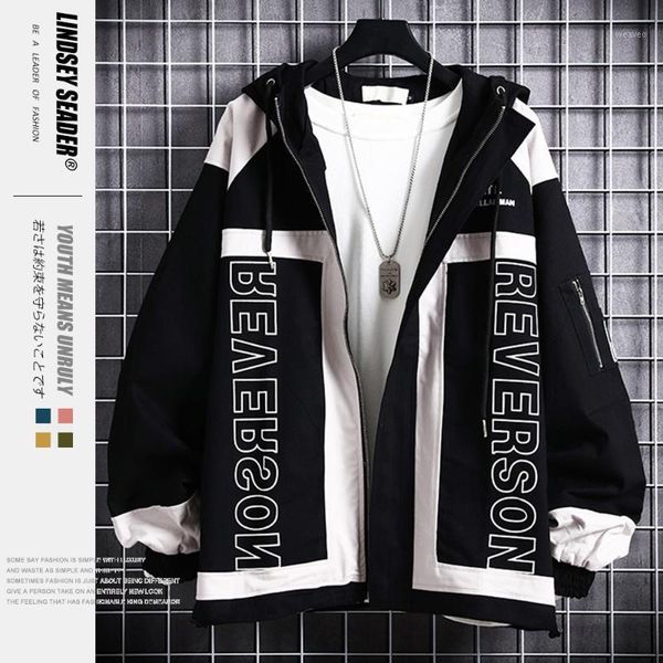 

lindsey seader harajuku jacket windbreaker men hip hop streetwear hooded jacket autumn 2020 casual hoodie coat hipster1, Black;brown
