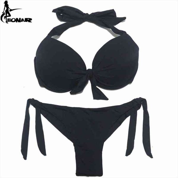 

bikini solid swimsuits women push up bikini set brazilian cut classic bottom bathing suits plus size swimwear, White;black