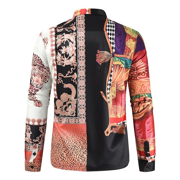 

xiangnian 2021 spring and autumn new cross-border european and american mens shirt leopard print casual mens shirt cs09, White;black