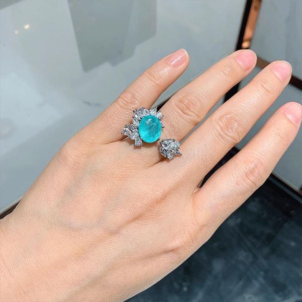 

paliiba opening emerald party ring, Silver
