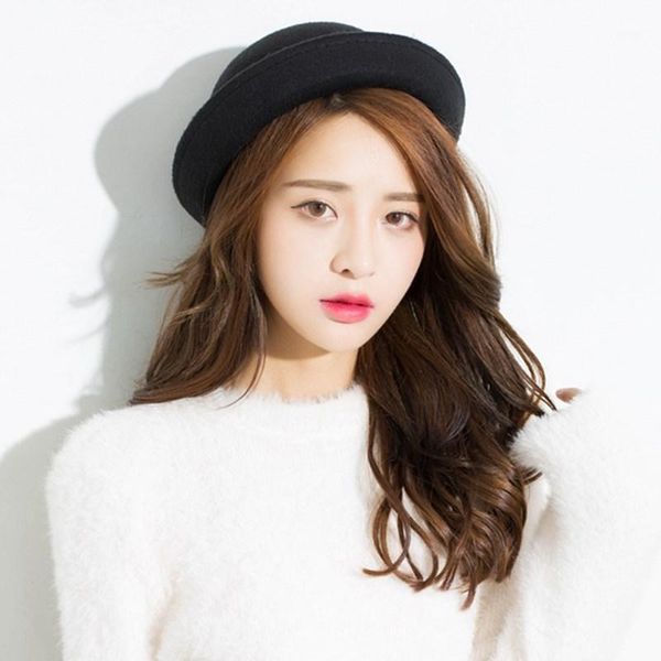 

wholesale 2020 new winter cap vintage laday prok pie chapeu de feltro bowler gambler hat lady fedoras wool felt fedora hats1, Blue;gray