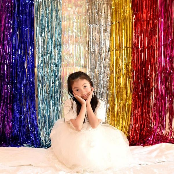 

doeoo decoration children's party 2mx1m rain curtain laser party curtain silk 520 valentine's day children's day rain festiva