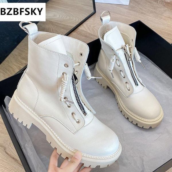 

2021 autumn winter fashion zipper low-heeled shoes woman platform pu leather boots women round toe ankle boots1, Black