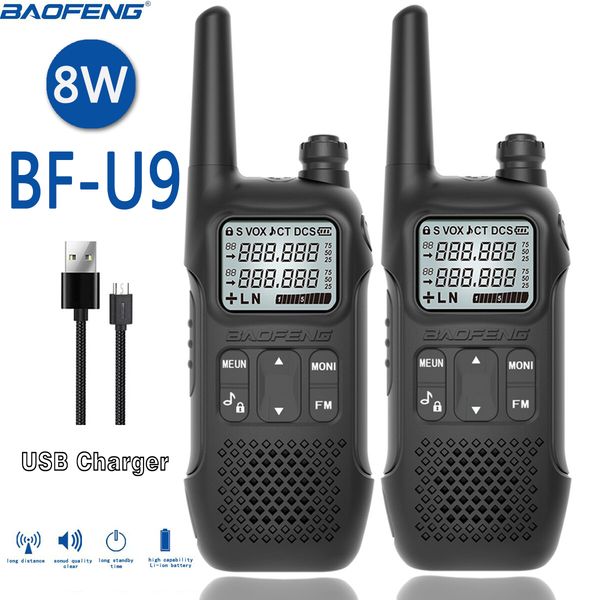 

walkie talkie 2pcs baofeng bf-u9 8w portable mini with handheld el civilian radio comunicacion ham hf transceiver