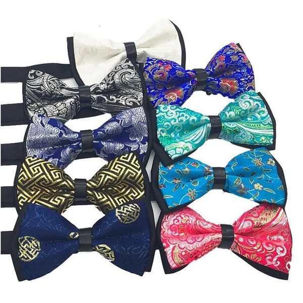 

chinese style satin bowbutterfly embroidery tie special men's bow ties flower polyester multicolor bowknot party n 9wuk, Black;gray