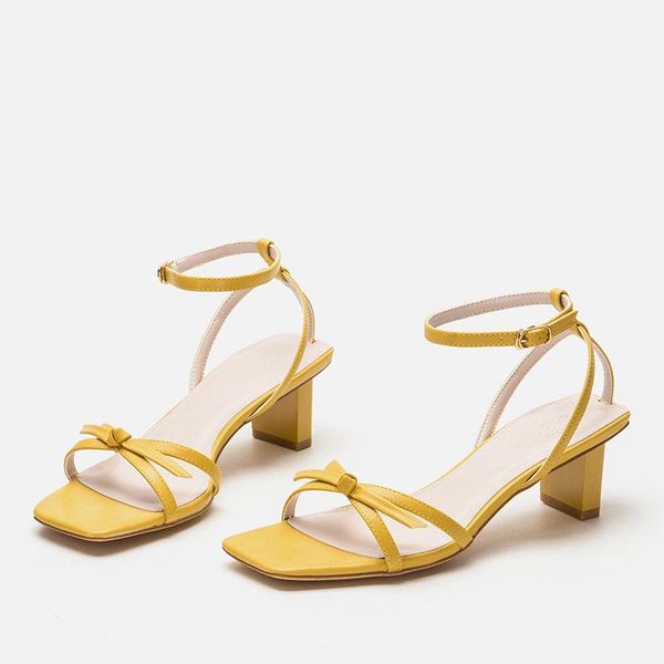 

sandals 2021 summer fashion shoes women's ankle strap with bow thick heel female for lady 41 size, Black