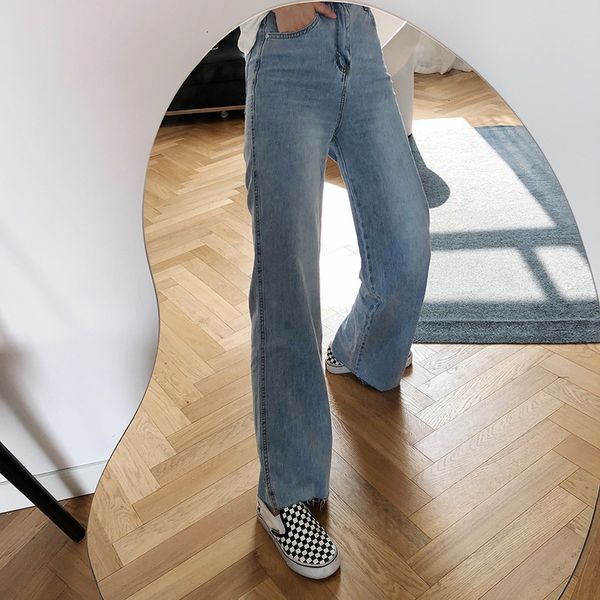 

2021 new summer wide leg casual long for mujer women loose style denim vintage jeans pants wp3t, Blue