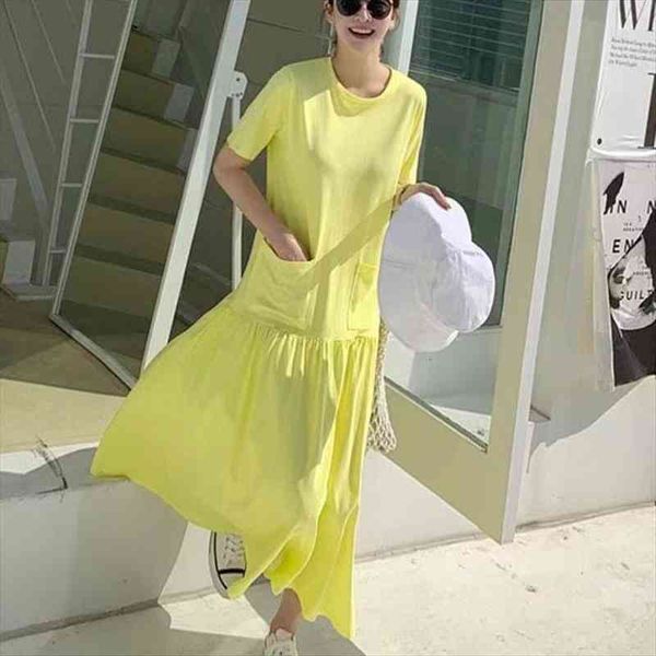 

[ewq] korean summer fashion elegant casual home personality big size solid color over-the-knee ruffles robe dress 21 16f1146, Black;gray