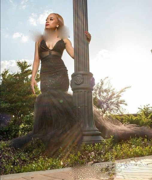 

black afrian prom dresses see through spaghetti straps backless long evening dress 2022 mermaid formal night party dress, Black;red