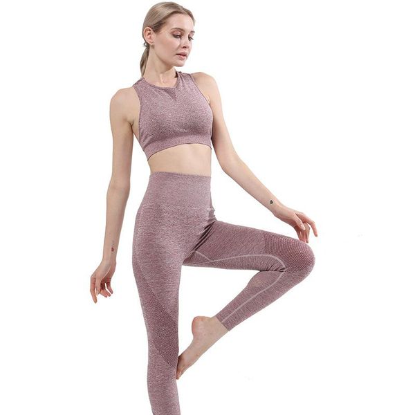 

yoga outfits jellpe 2021 women's seamless set sports suit quick-drying breathable sportswear fitness running leggings suits, White;red