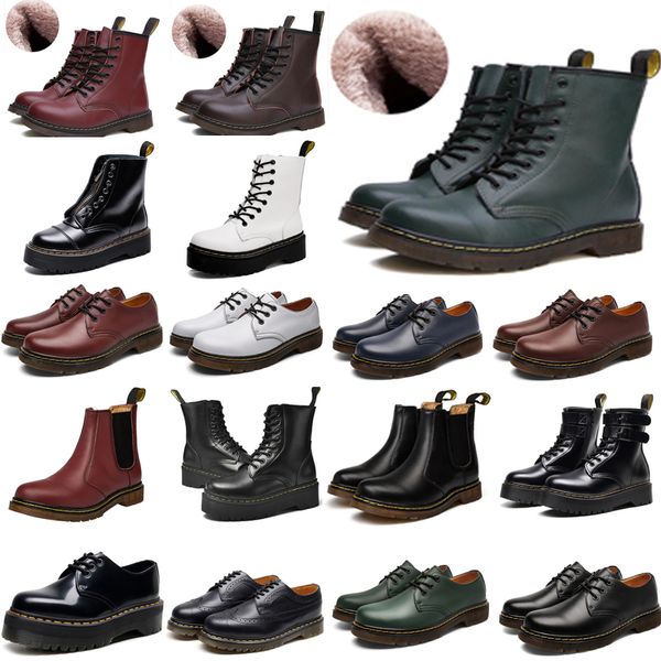 

2021 designer 1460 ankle 1461 platform 2976 zip detail men mens women womens fur snow martin fox martins boot desert boots v4df#, Black