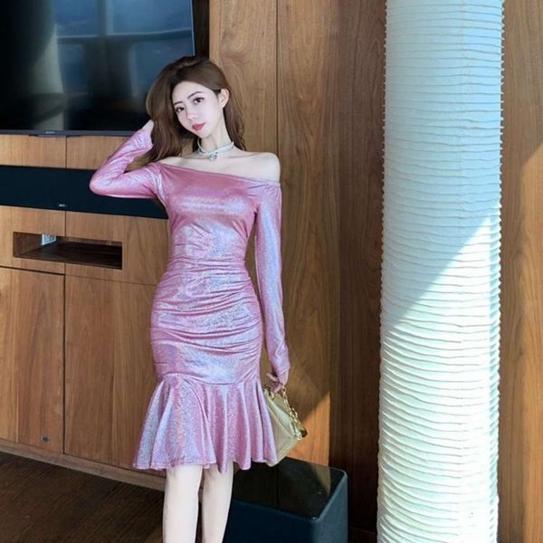 

shoulder fall 2020 off women's new waist ruffled fishtail drs a7494, Black;gray