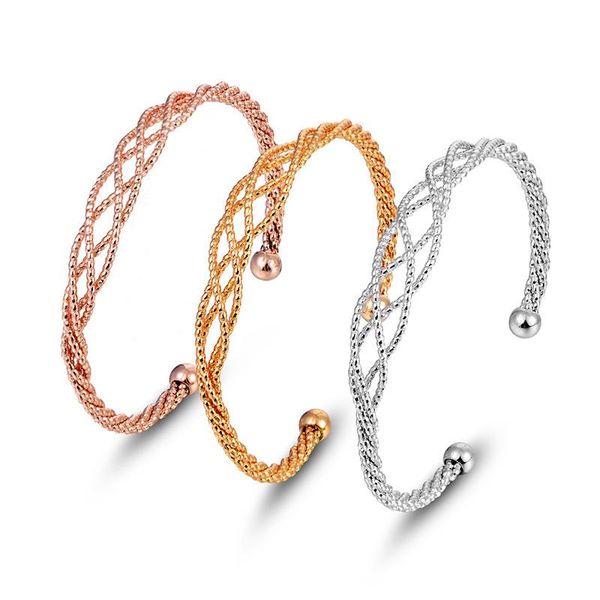 

moonrocy hollow bracelet trendy jewelry rose gold / silver color open vintage bracelet bangle gift for women dropshipping, Black
