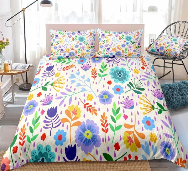 

floral duvet cover set flower bedding set retro floral bed linen colorful beds set boys girls home textile microfiber bedclothes