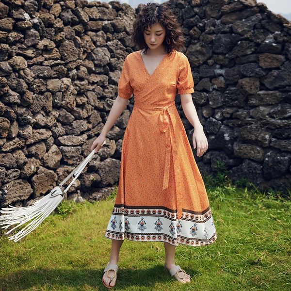 

orange bohemian national holiday beach skirt style seaside holiday dress 2020 new summer long wrapped beach skirt ovq6i, Black;gray