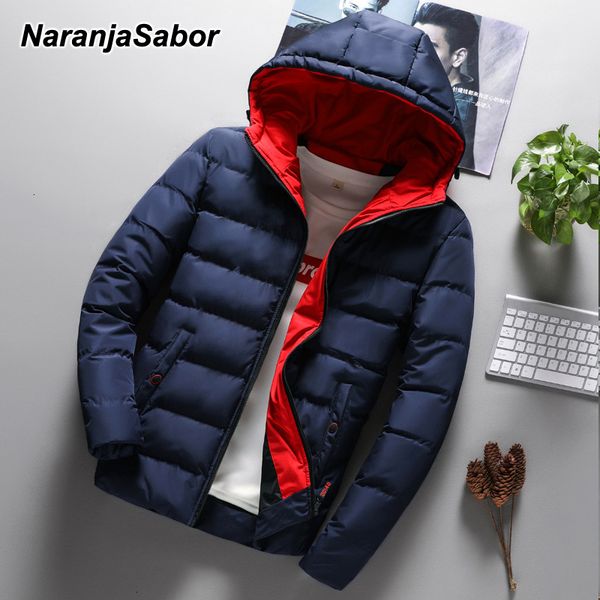 

naranjasabor winter autumn men's thick jacket new mens casual hooded coats fashion warm down jackets male light outwear n705, Black