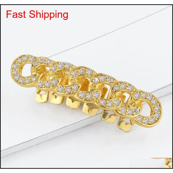 

18k gold teeth braces punk hip hop multicolor diamond custom bottom teeth grillz dental mouth fang grills tooth jllgbc dh_garden, Black