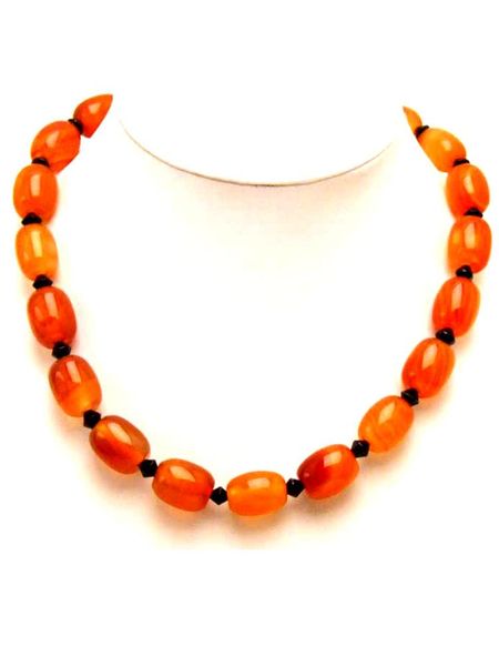 

chokers qingmos genuine persian agates necklace for women with 12*16mm column natural red jewelry nec5264, Golden;silver