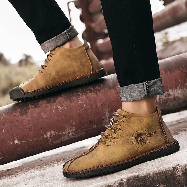 

enplei 2020 зимняя обувь мужчины теплые сапоги мех высокого качества сплит кожа wterproof лодыжки lace-up snow boots удобный размер 38-43, Black