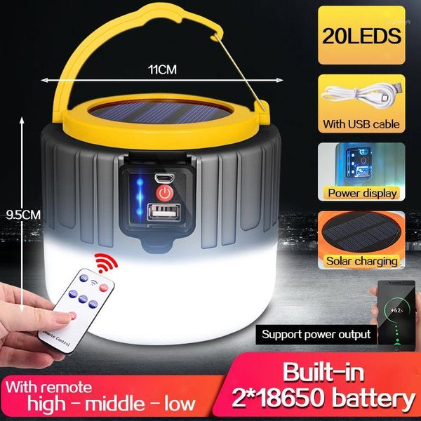 

portable lanterns 500w usb/solar charging powerful light night lamp energy-saving bulb outdoor camping emergency lamp1