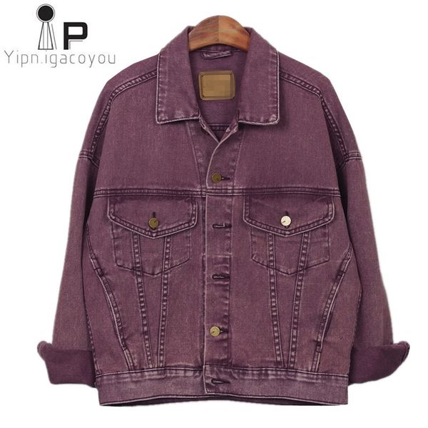 

autumn fashion denim jacket women vintage purple jeans jacket female loose casual basic coat female streetwear chaquetas mujer c1106, Black;brown
