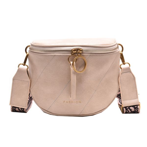

fashion solid color small pu leather saddle bag for women trending simple vintage design shoulder handbag c1223