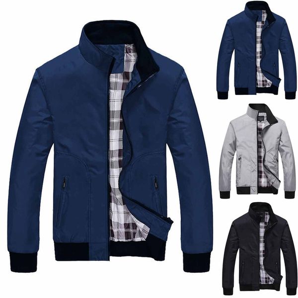 

mens fashion men coats collar 2021 and solid jackets stand man male winter thick warm jacket gusmt, Black