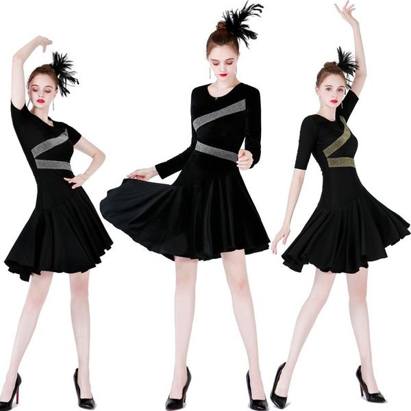 

stage wear latin dance dress for women salsa style dresses cha costume modern costumes black, Black;red