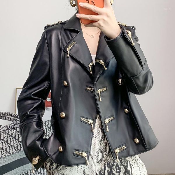 

2020 women's leather jacket genuine sheepskin coat female korean coats and jackets women spring autumn chaqueta mujer pph25231, Black