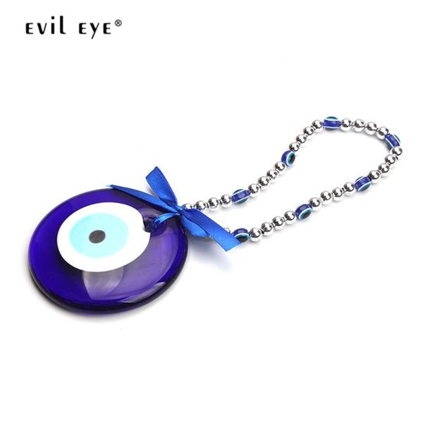 

evil eye wall hanging decorations car keychain glass blue turkish evil eye pendant jewelry for office home living room ey1367, Silver