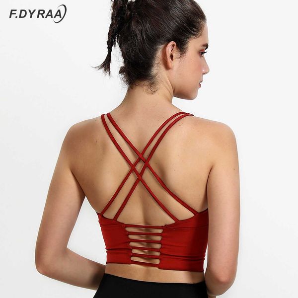 

f.dyraa women spaghetti straps yoga gym crop quick dry running active wear sport bras wireless fitness jogger vest tank, White;black
