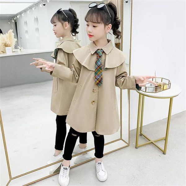 

girls windbreaker coat spring autumn children plaid bow tie trench coat kids jacket new fashion thin style overcoded windbreaker, Blue;gray