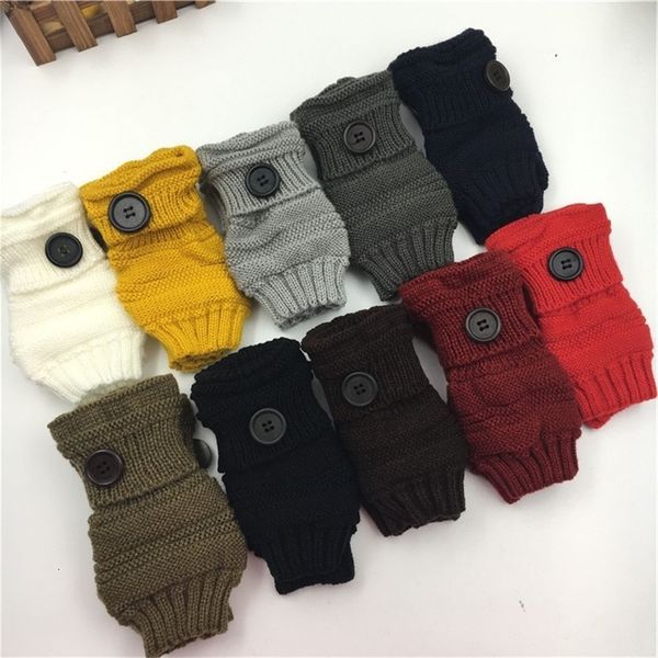 

simplicity wool gloves button warm knitting arm cover work solid color fashion comfortable woman man autumn and winter 4
