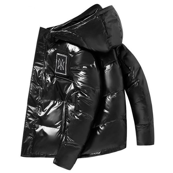 

winter fashion sports down leisure warm and cold proof et short light bright face trend men's cloth, Black