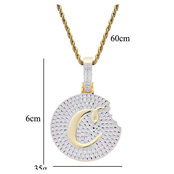 

18k gold plaated cookies pendant necklace iced out cubic zircon mens hip hop bling wmtnnm jeneffer, Silver