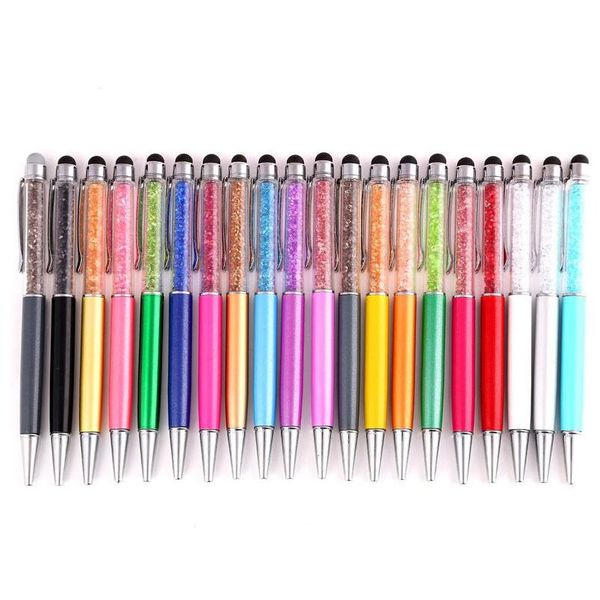 

can pringt logo 20 colors crystal ballpoint pen creative stylus touch pen for writing stationery office & school pen ballpen black blue ajp, Blue;orange