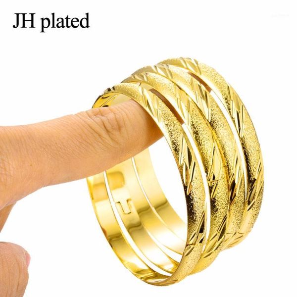 

jhplated 4 pieces ethiopian bride bangle for women gold color dubai bracelet african arab jewelry fancy gift1, Black