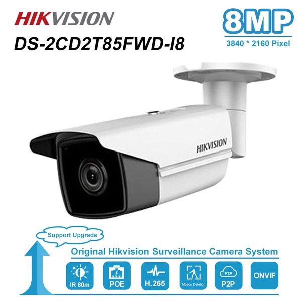 

8MP(4K) Bullet IP Camera PoE Outdoor Night Vision IR Distance 80M CCTV Security Surveillance H.265 DS-2CD2T85FWD-I8