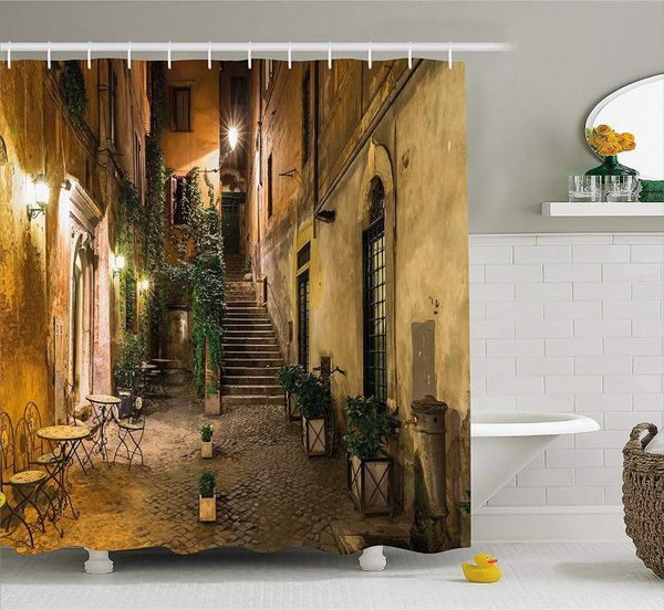 

shower curtains italian decor curtain old courtyard in rome italy cafe chairs city ambience houses street