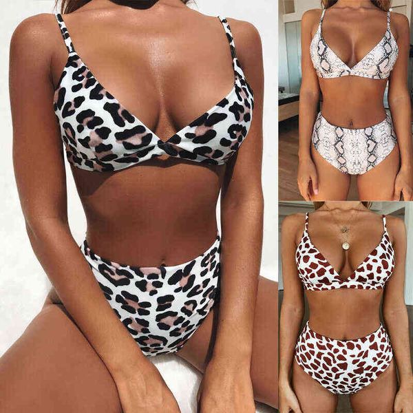 

women's leopard print bikini bandage, two-piece swimsuit, padded bra, push, cushion, fashion, big discount, White;black