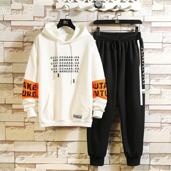 

new black white men's sportswear sets 2021 autumn spring casual sport tracksuit sweatshirt+sweatpants track suit trouers pjlo