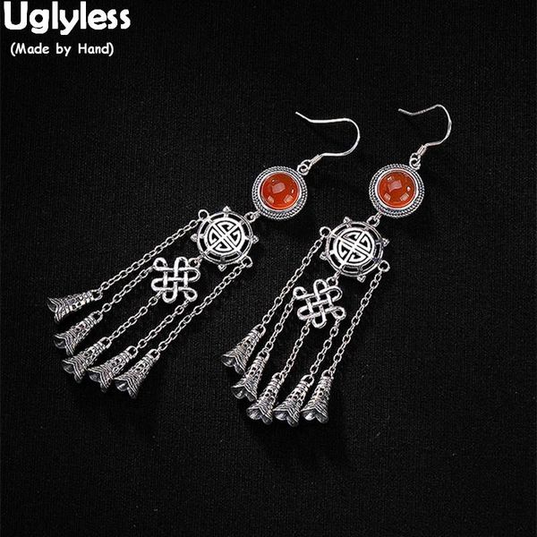 

uglyless women ethnic gemstones earrings handmade bells tassel earrings solid 925 silver exotic fine jewelry bohemian jewellery