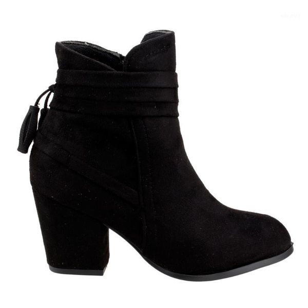 

ayakland 1111-832 suede casual 6 cm heel women boots shoes1, Black