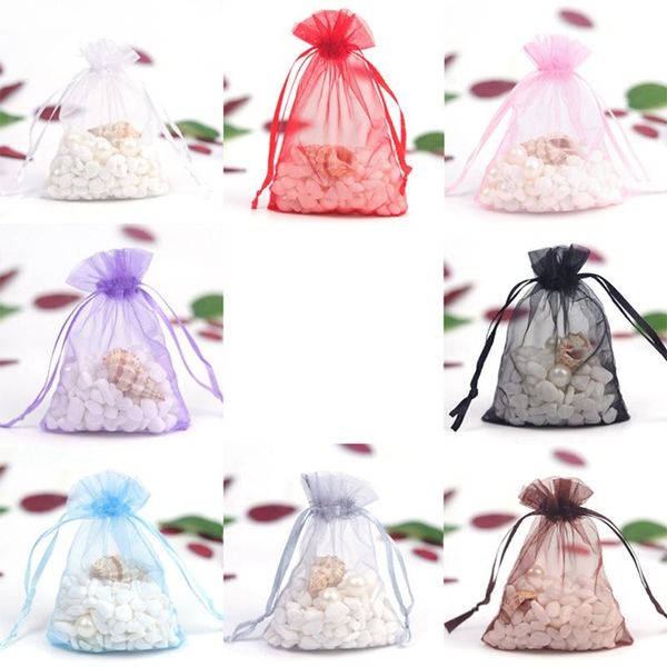 

100pcs/lot 7*9cm plain small gift bags beam port organza bag jewelry packaging bags&pouches wedding party supplies gauze bag